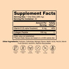 Supplement facts label with vitamins and collagen peptides on a beige background